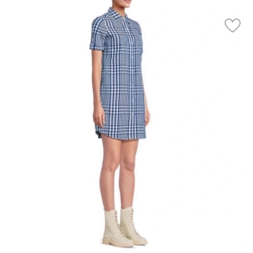 THEORY Mayvine Dillon Plaid Linen-Blend Mini Shirt Dress Size 6 - Picture 6 of 13